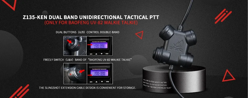 Auriculares tácticos duales PTT vista frontal