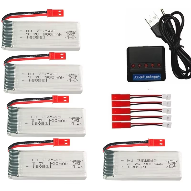 Batería LiPo 3,7V 900mAh + cargador para drones RC X5 A6 - imagen 3
