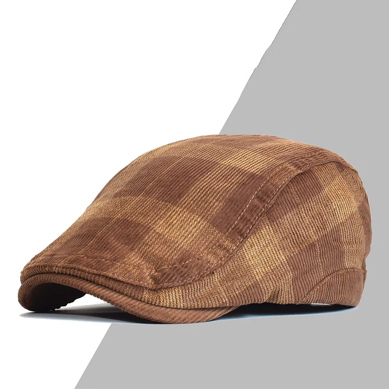 Boina gruesa a cuadros vintage con look retro