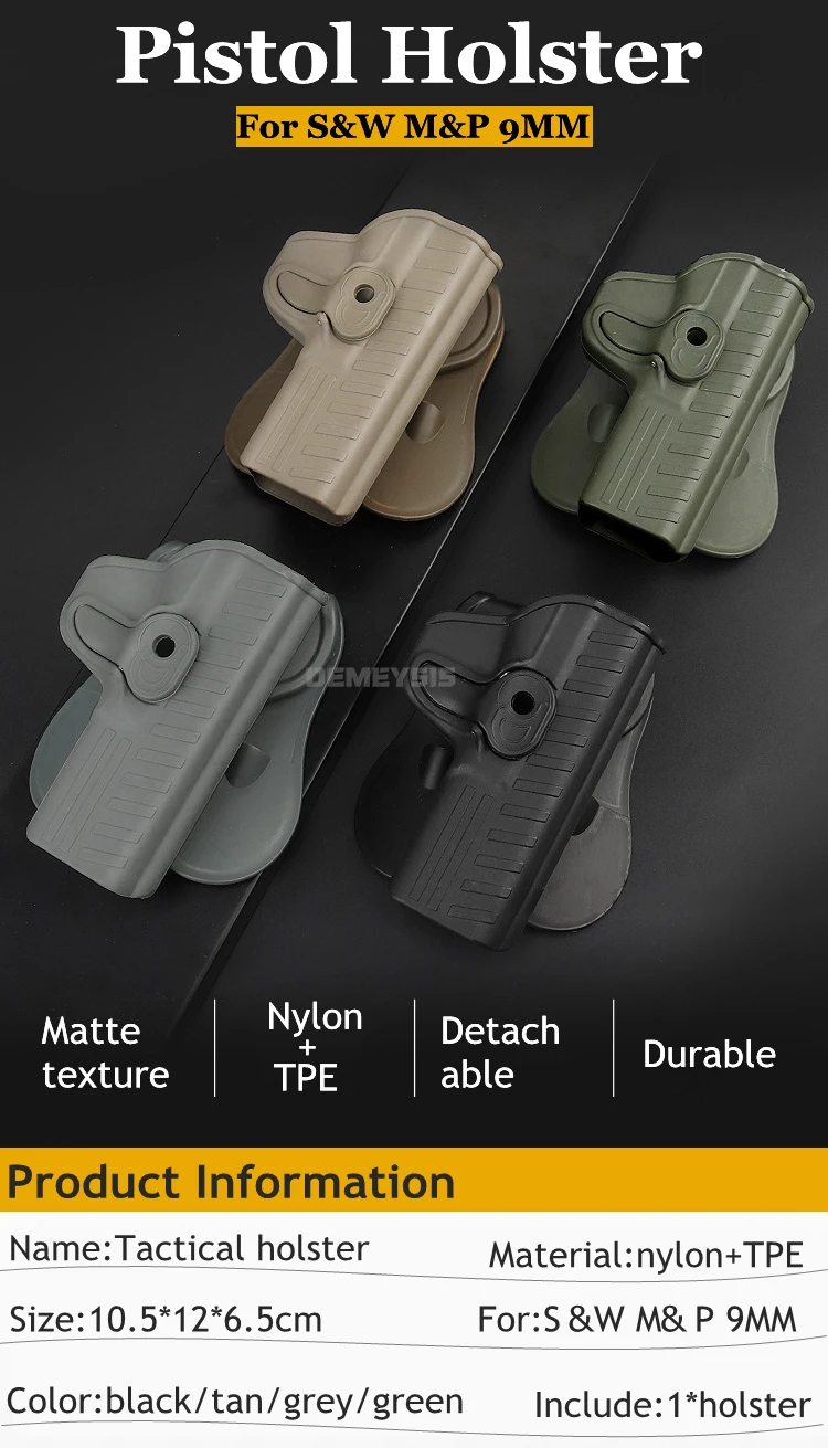 Funda táctica negra para pistola S&W M&P 9mm