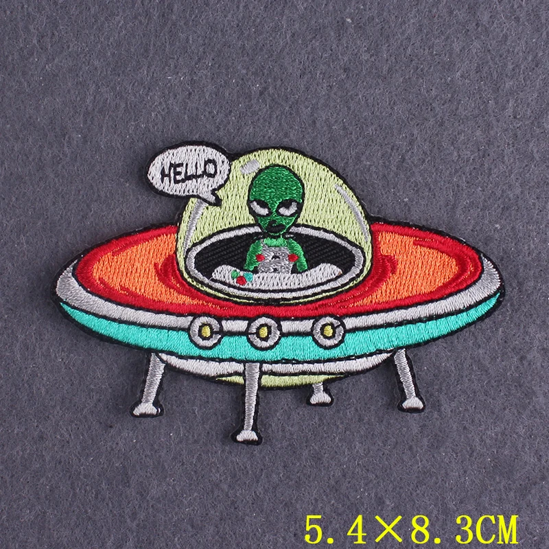 Parche OVNI alien bordado para planchar en ropa - imagen 2