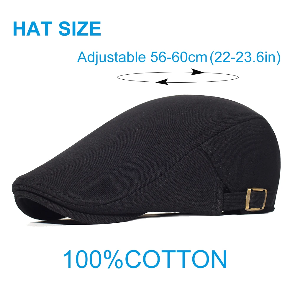 Vista de la boina y gorra informal con ajuste