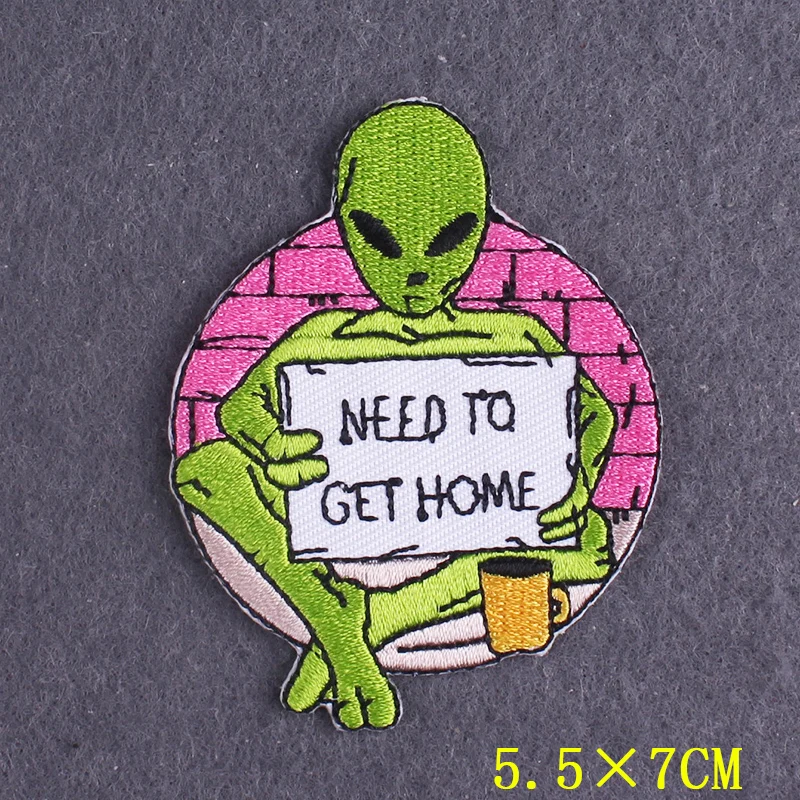 Parche OVNI alien bordado para planchar en ropa - imagen 3