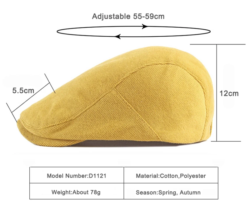 Boinas sombrero con visera y tejido en tonos amarillo y azul