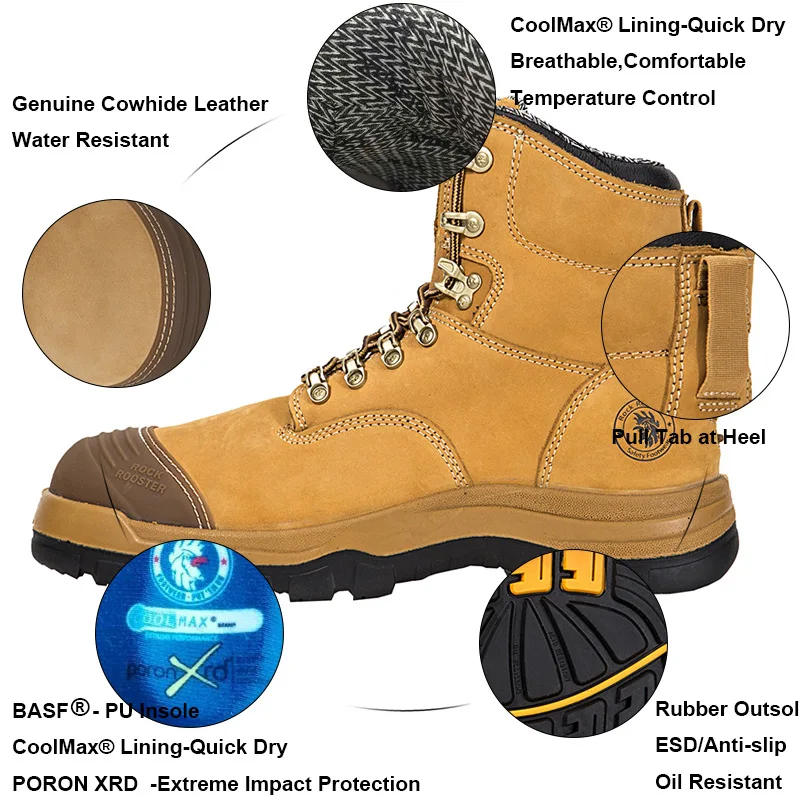 ROCKROOSTER Botas impermeables para senderismo, punta de acero - imagen 5