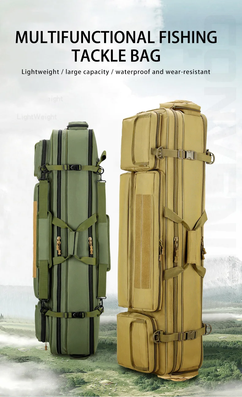 Bolsa táctica para caña de pescar con sistema de transporte