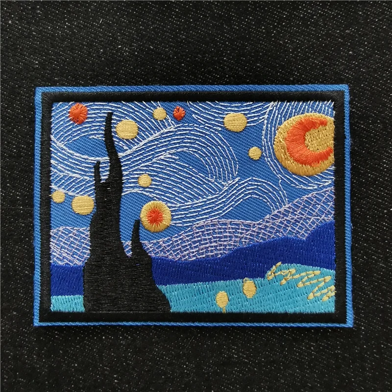 Parche bordado termoadhesivo – Diseños artísticos y cósmicos para ropa
