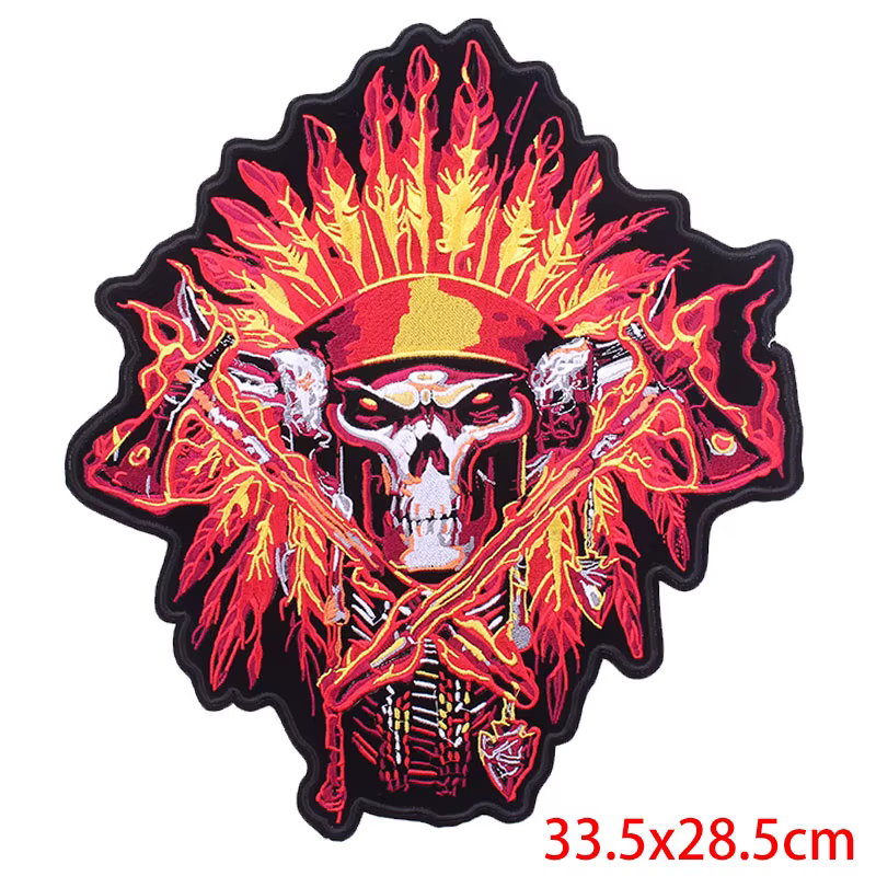 Parche bordado grande calavera rosa para motorista y chaqueta - imagen 4