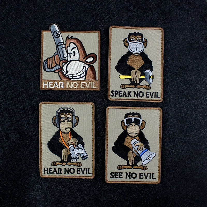Parche bordado hear no evil – Tres monos sabios táctico - imagen 4