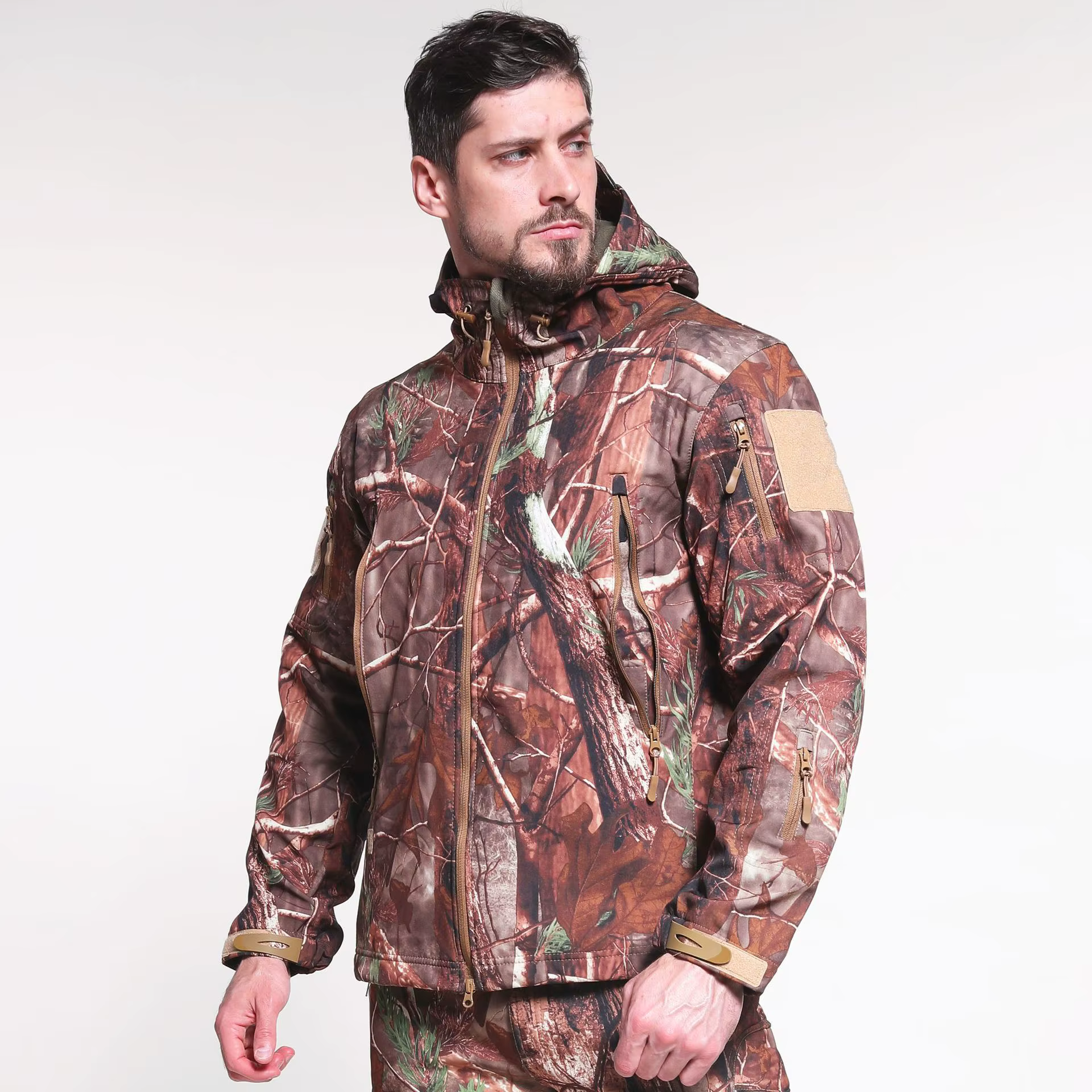 Chaqueta softshell hombre impermeable con capucha forro polar térmico - imagen 2