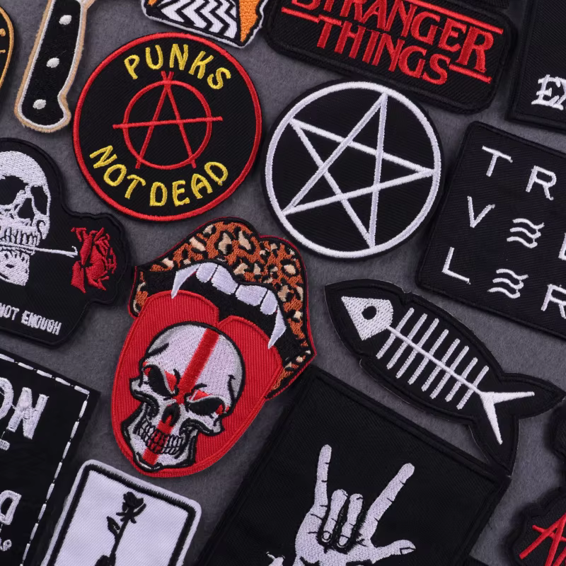 Parche bordado rock planchar ropa – Aplicado militar estilo punk ripstop MOLLE - imagen 3