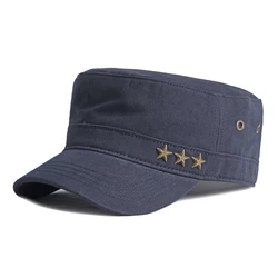 Gorra táctica de algodón negra visera plana con estrella cinco puntas
