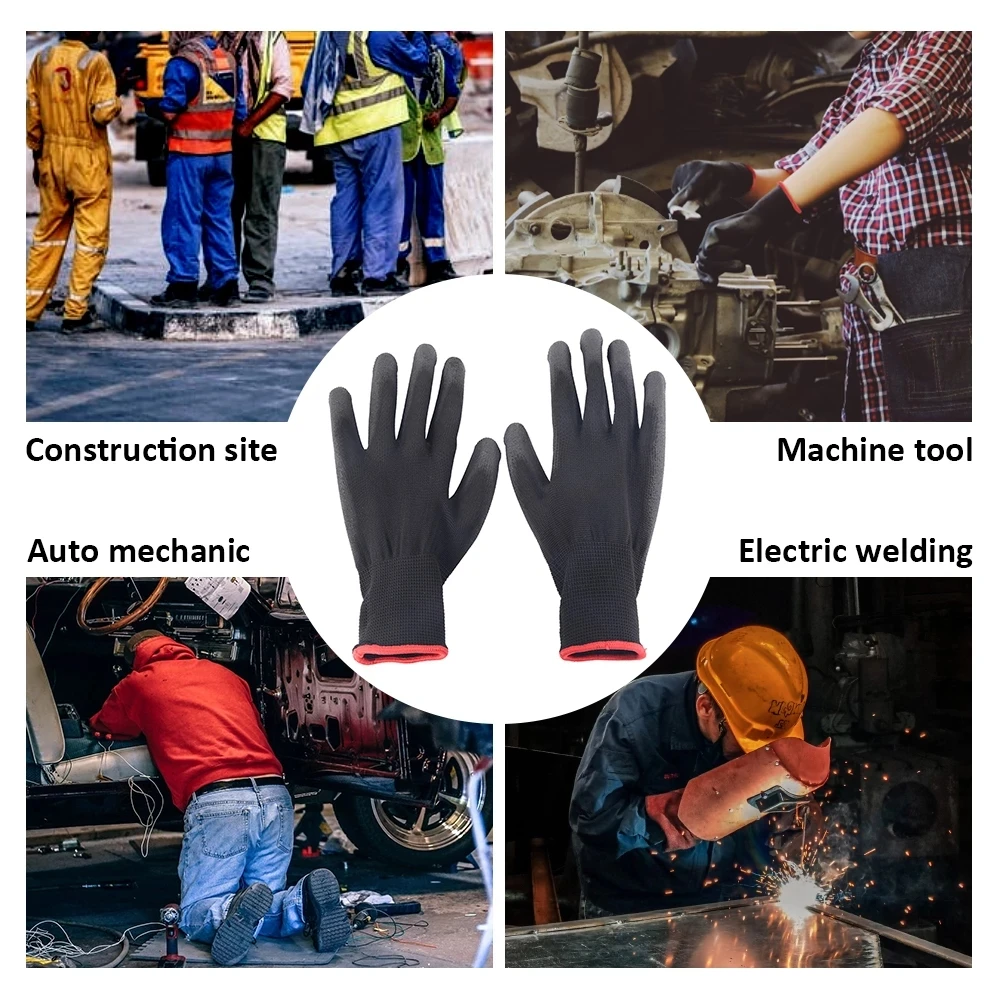 Guantes seguridad PU nylon de trabajo construcción y jardinería - imagen 5
