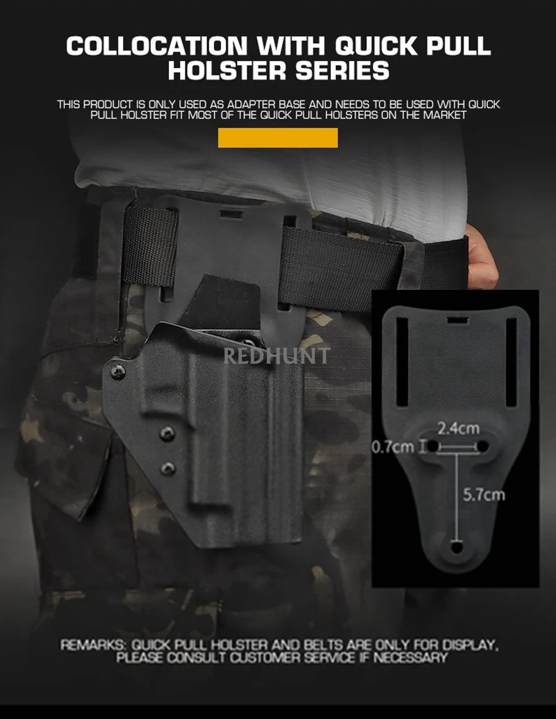 Base adaptadora MOLLE corta para funda táctica de pistola - imagen 4