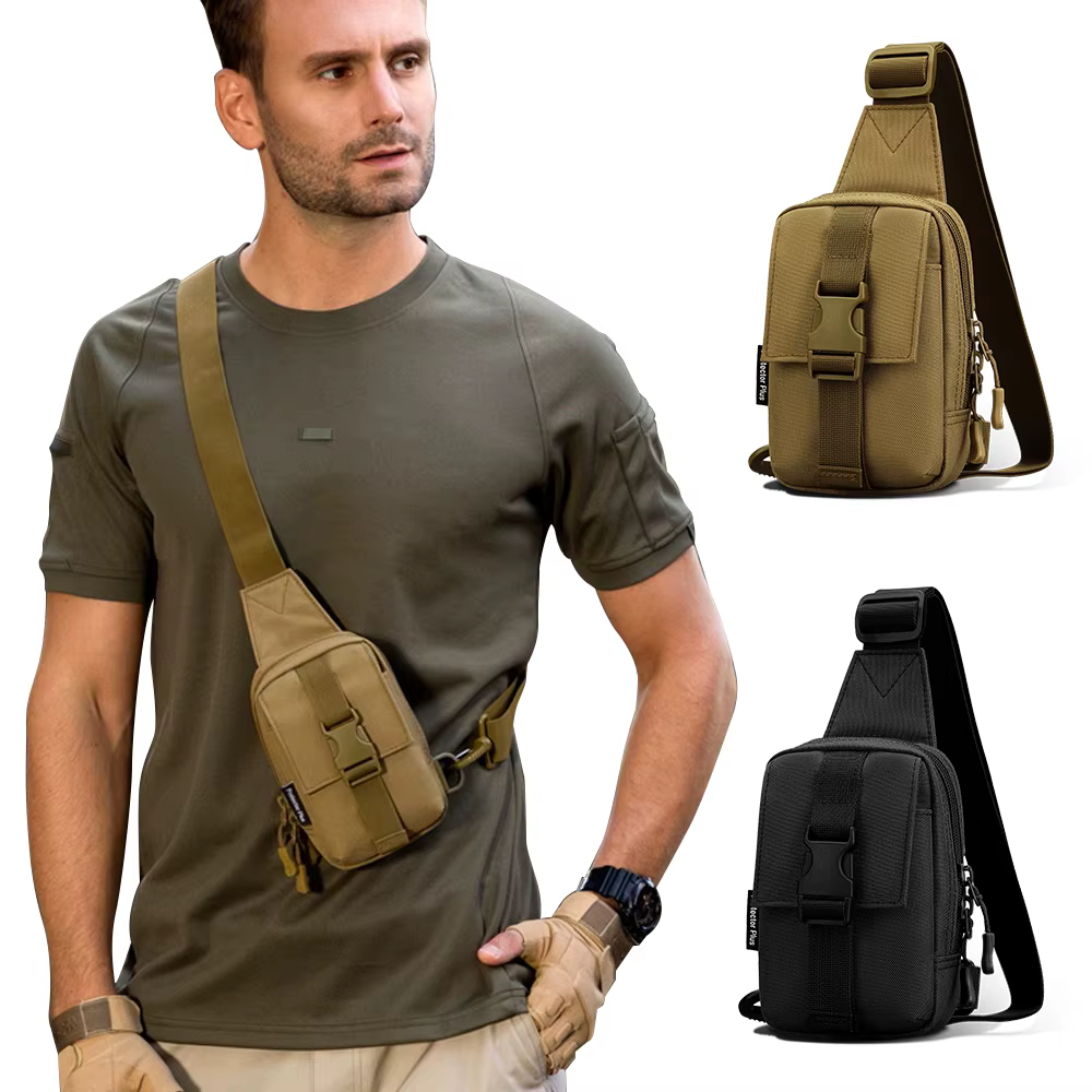 Bolso de pecho táctico en uso