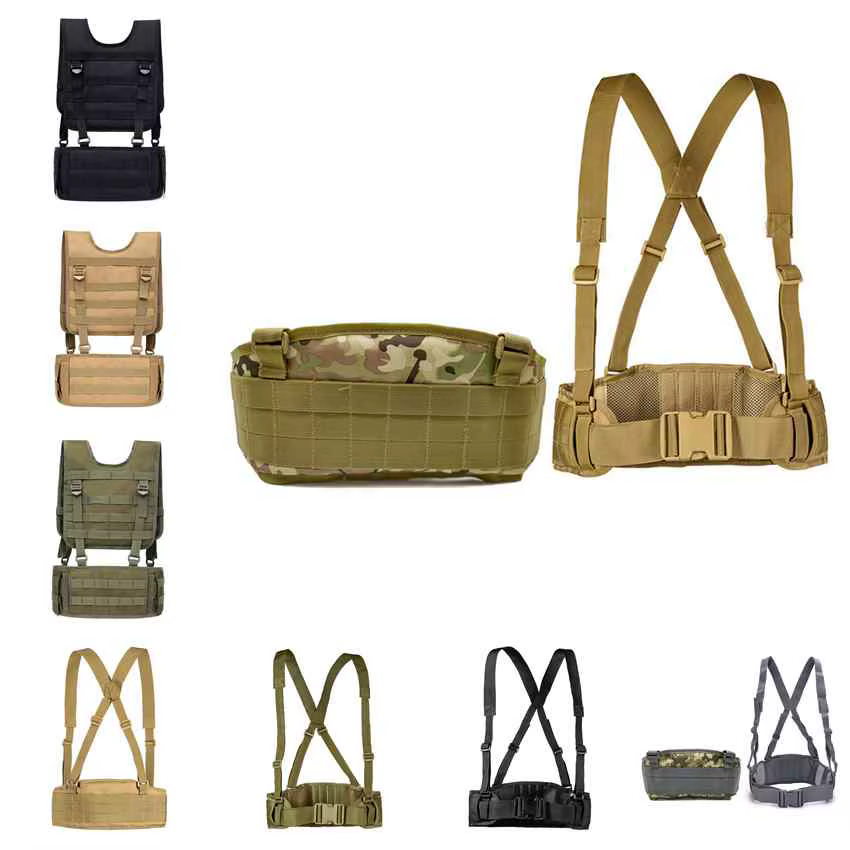 Chaleco táctico MOLLE Airsoft de nylon con cinturón ajustable