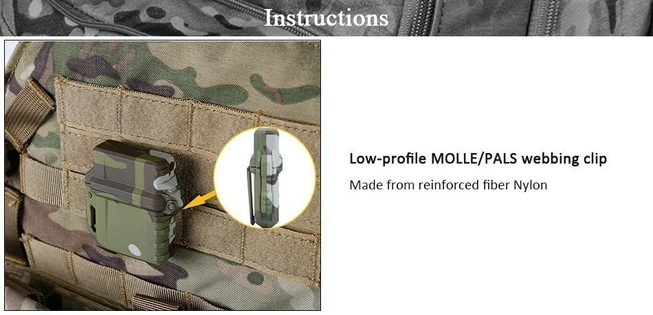 Estuche instalado en sistema MOLLE de chaleco táctico