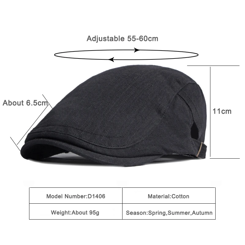 Boina gorra algodón espiga negro gris para hombre verano outdoor - imagen 5
