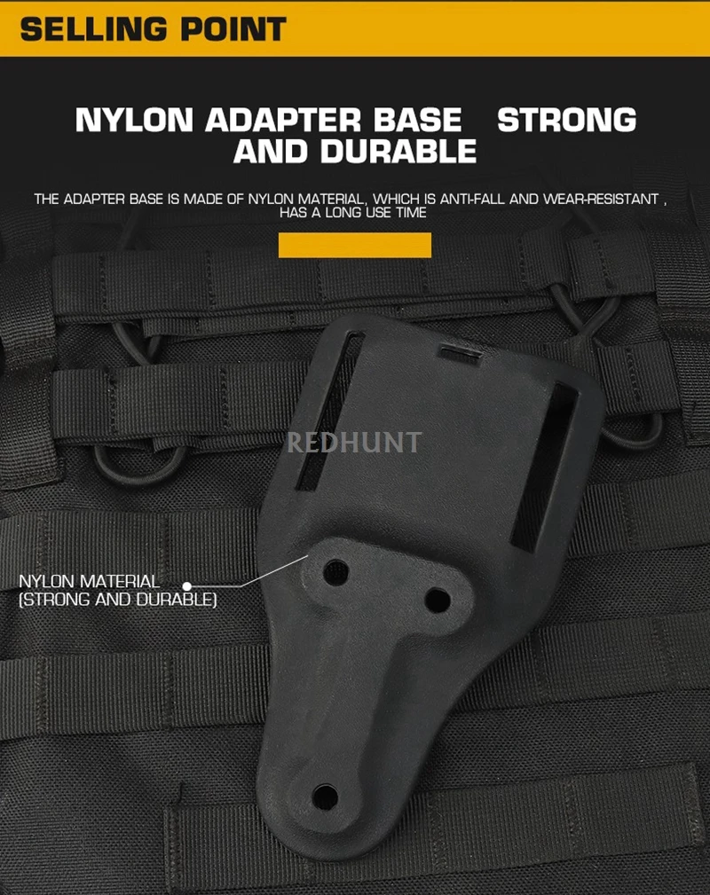 Base adaptadora MOLLE corta para funda táctica de pistola - imagen 3