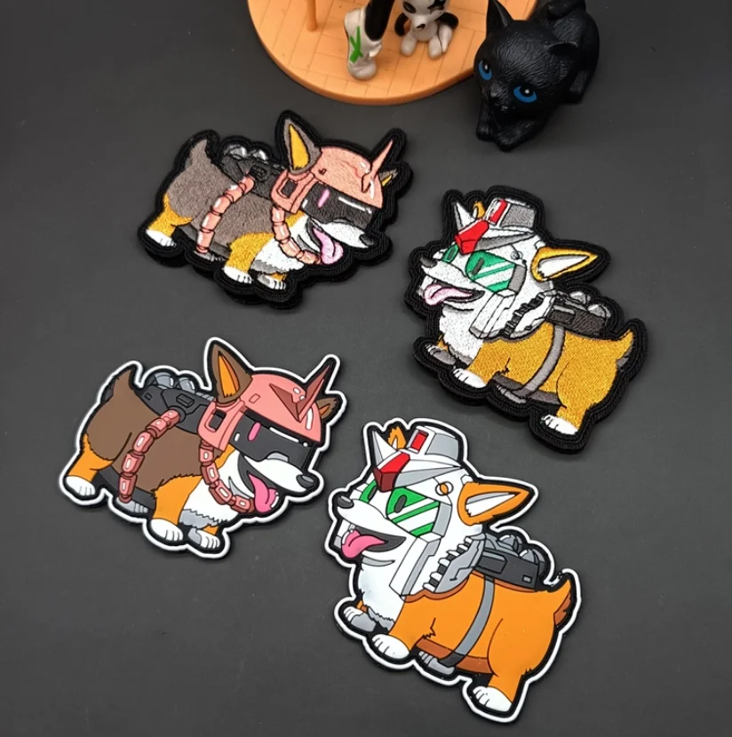 Parche de PVC bordado con diseño de corgi