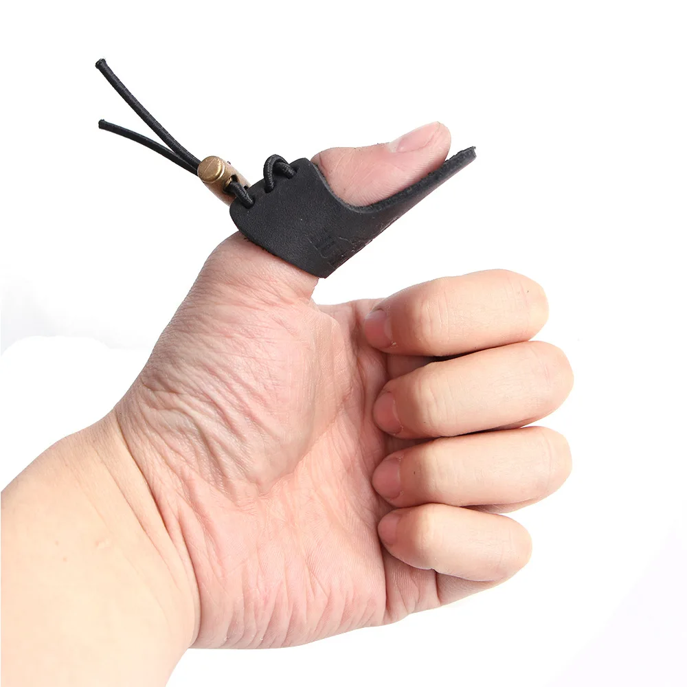 Protector de pulgar en cuero para tiro con arco y caza - imagen 2