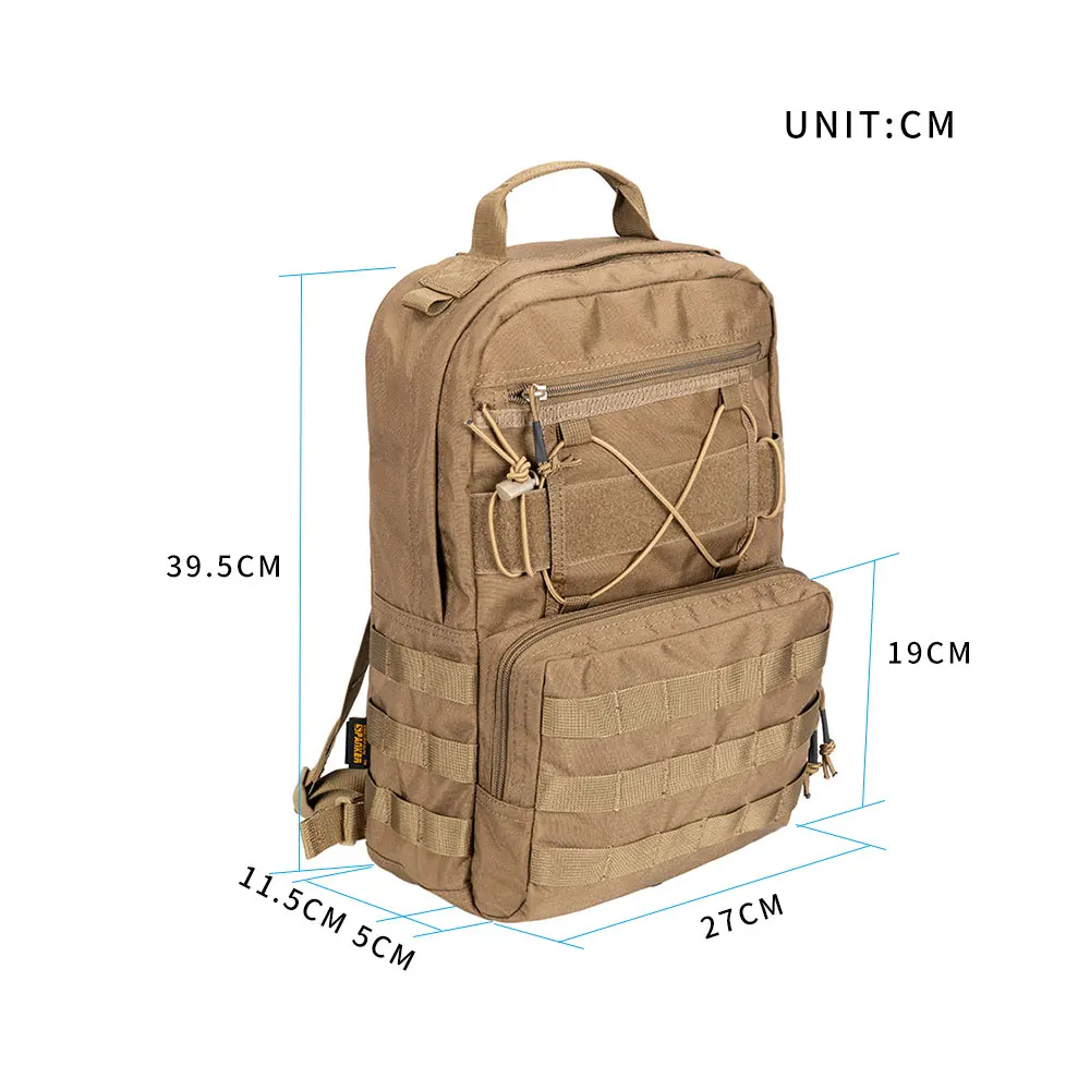 Vista frontal de la mochila táctica 15L