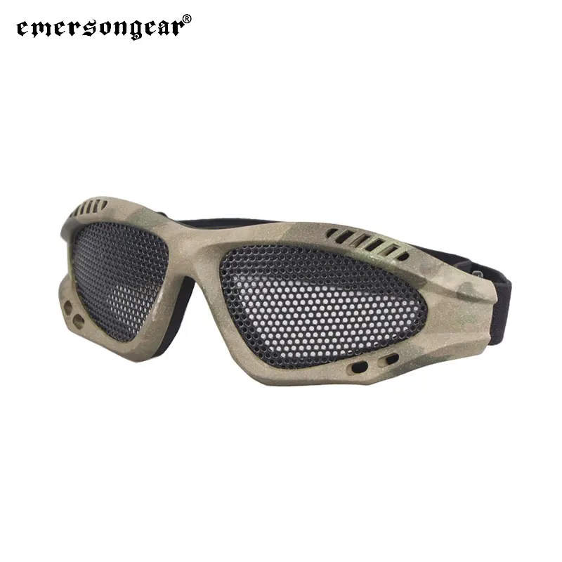 Detalle de la malla de acero y los laterales de las gafas Emersongear