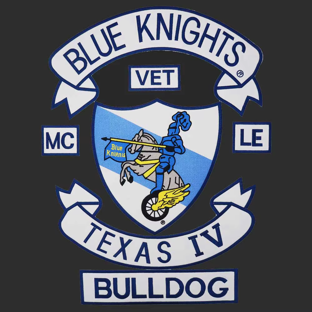 Blue Knights Bulldog MC – Parche bordado adhesivo para chaleco o bolsa