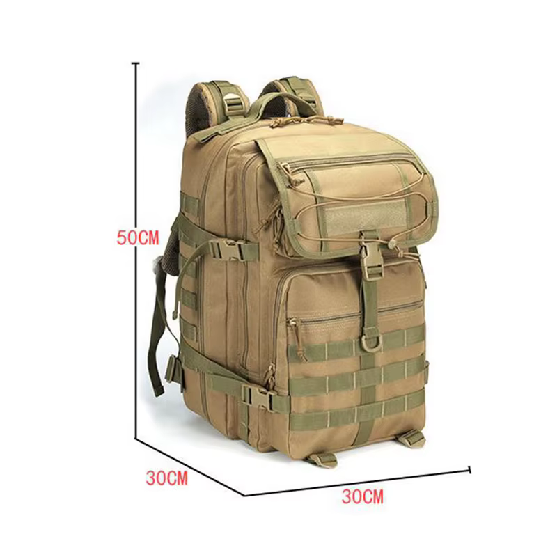 Mochila táctica militar vista frontal con sistema Molle