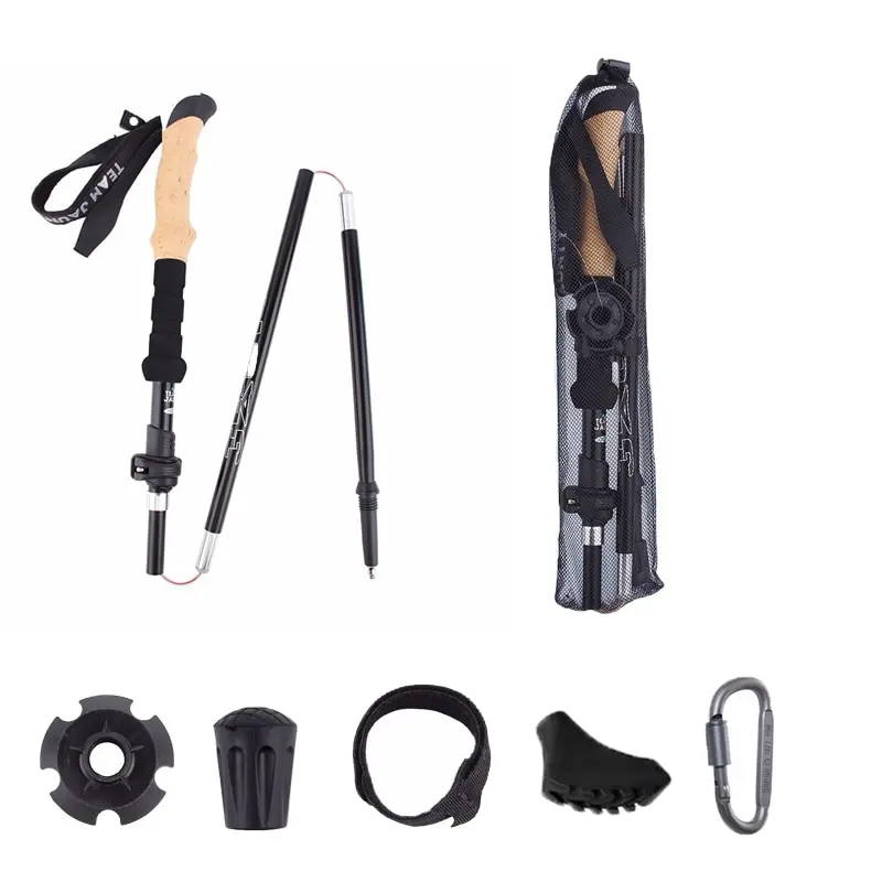 Bastones trekking aluminio – Telescópicos ultraligeros plegables - imagen 5