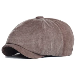 Gorra octogonal de algodón unisex plana, cuatro estaciones retro