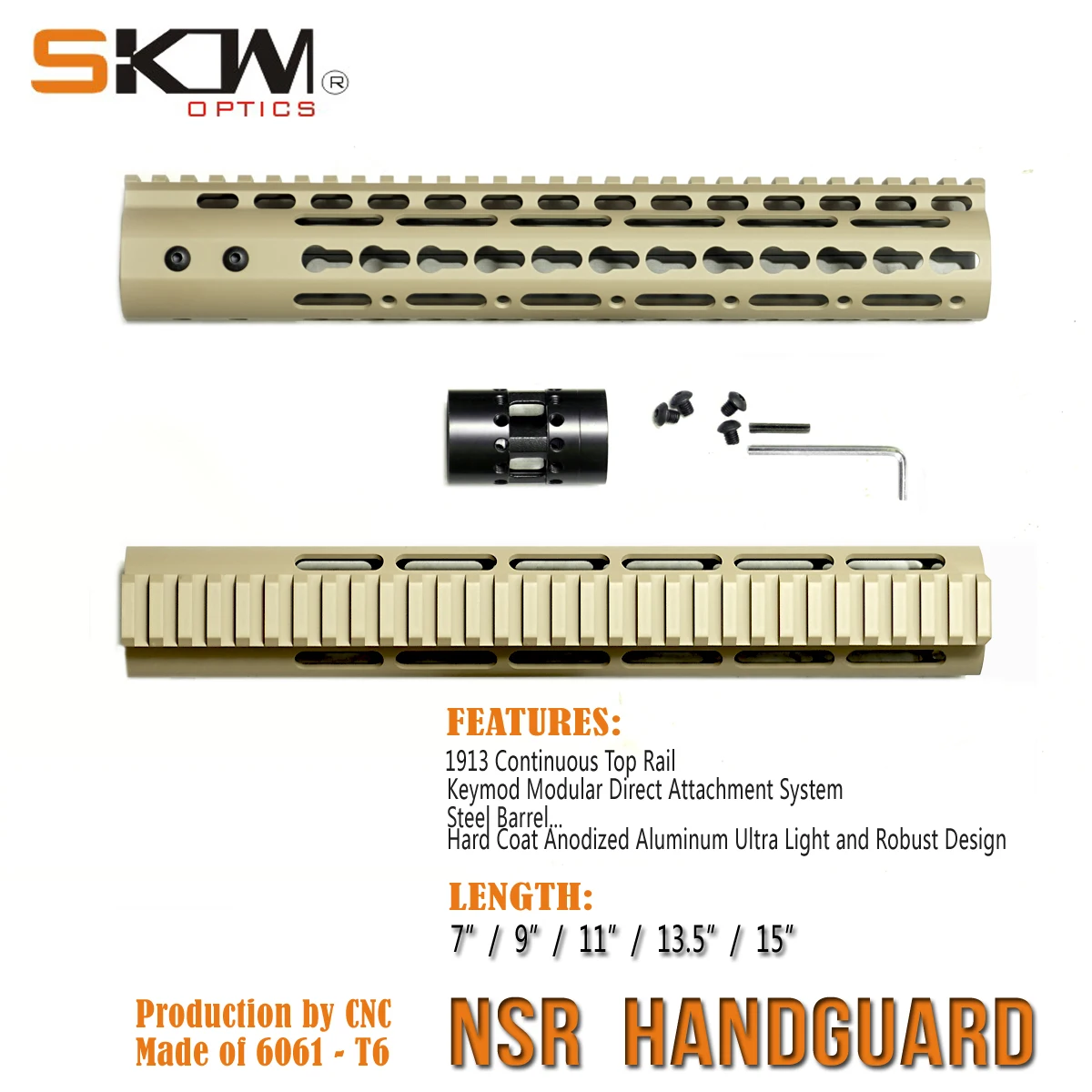 SKWGEAR M-LOK Keymod protector de mano flotante AR15 Picatinny - imagen 3