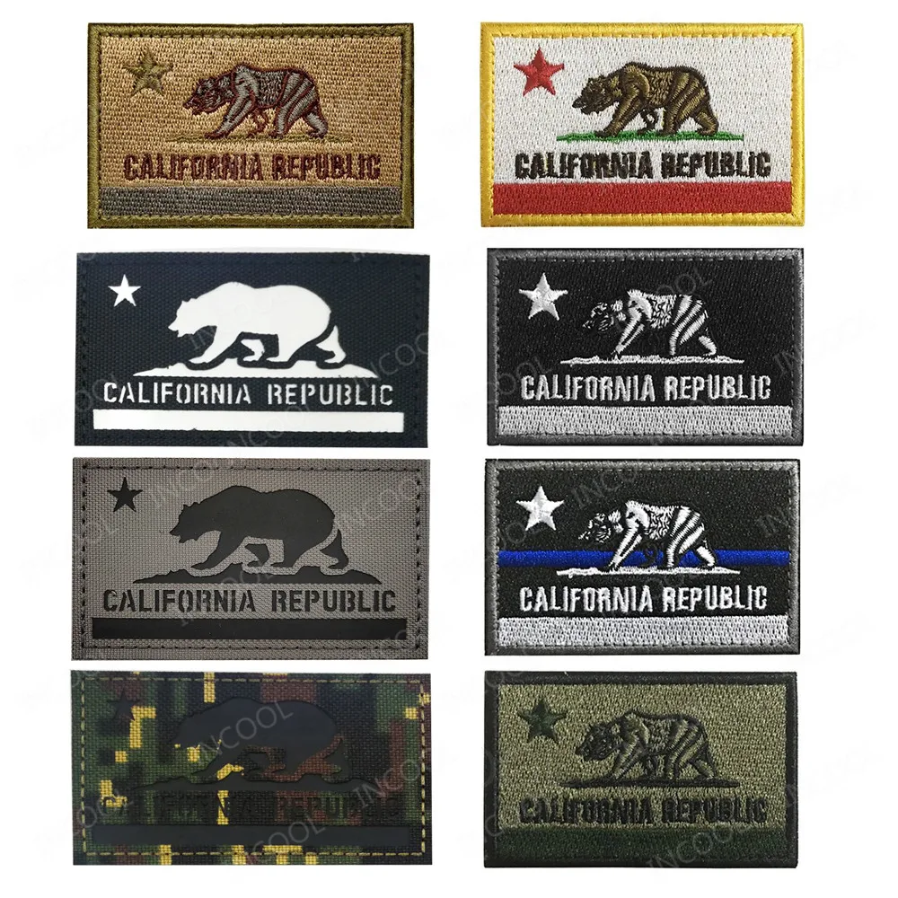 Parche táctico reflectante California – bordado que brilla en la oscuridad - imagen 5