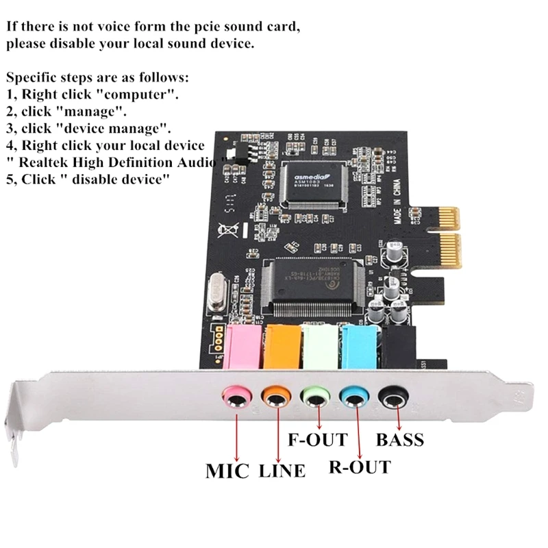 K1KF Tarjeta de sonido PCIe de chip CMI8738 para Windows - imagen 3