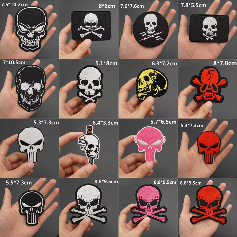 Parche bordado calavera motorista estilo Punk Rock para ropa - imagen 2