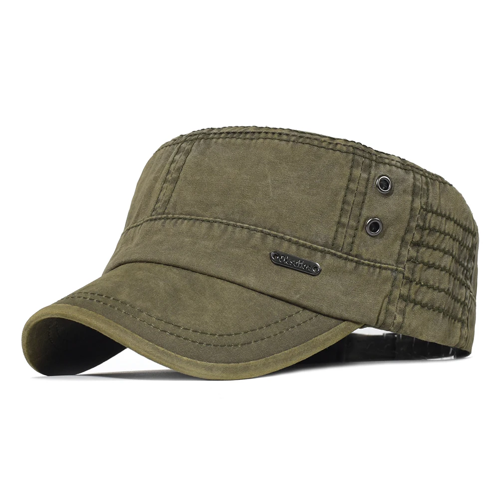 Gorra militar táctica de algodón lavado todo tiempo vintage plana - imagen 2