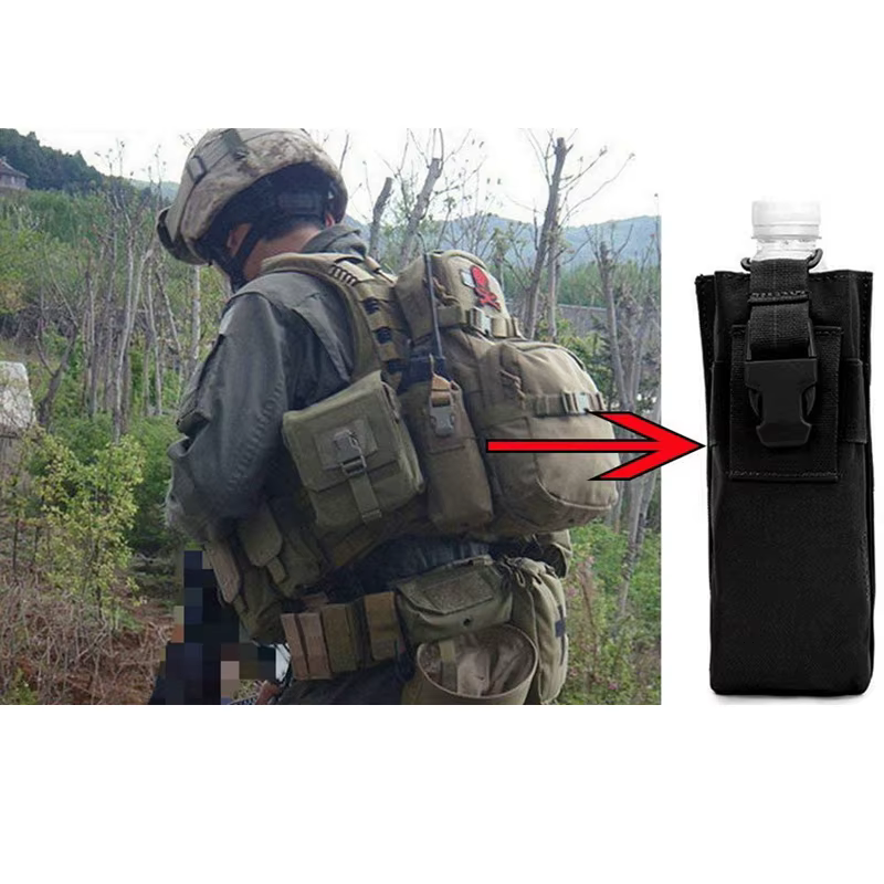 Bolsa táctica MOLLE para radiocomunicador con portabotella y funda - imagen 2