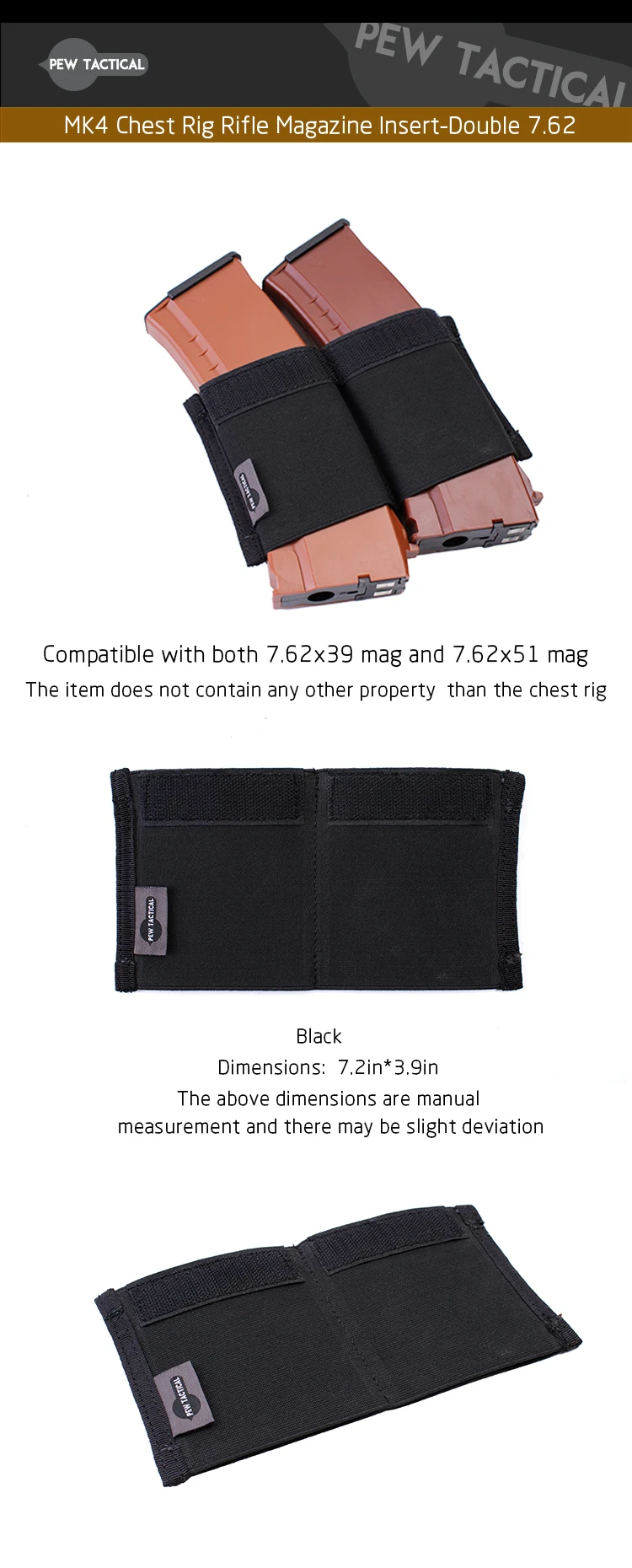 Pew Tactical MK3 Chest Rig Magazine Insert para carga doble de 7,62
