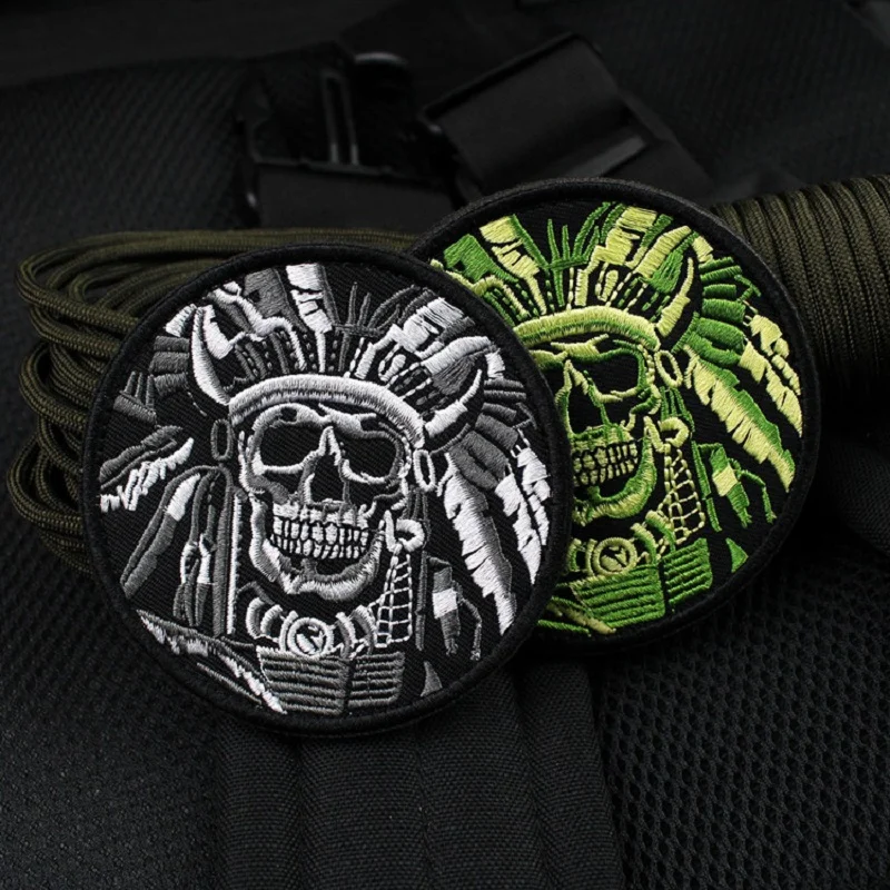 Parche militar Death Skull War Chief – Insignia táctica USA chaqueta - imagen 2