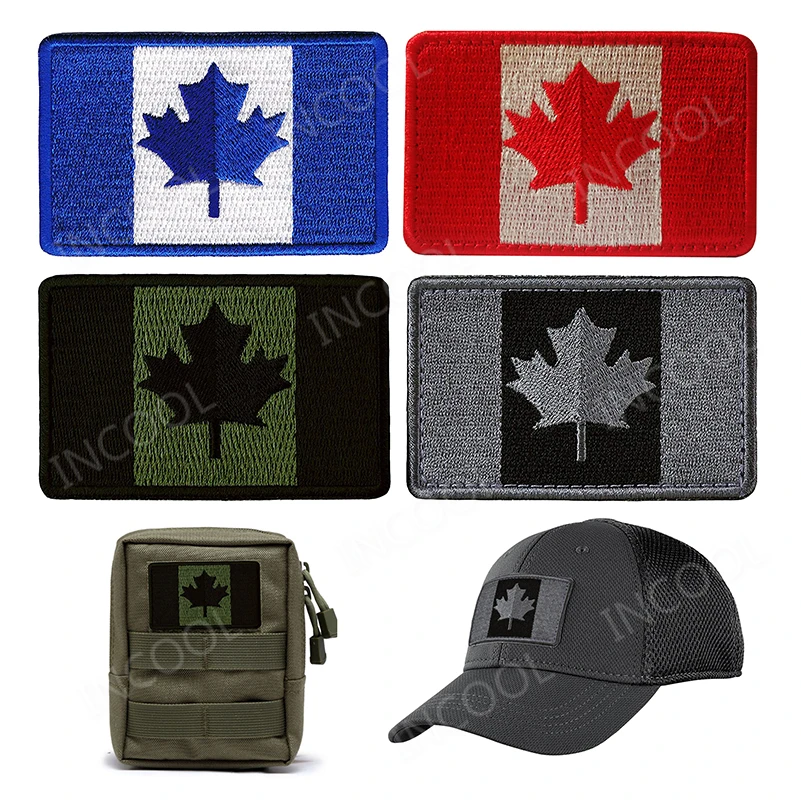 Parche bordado bandera Canadá – Hoja de arce 3D para uniforme táctico - imagen 2