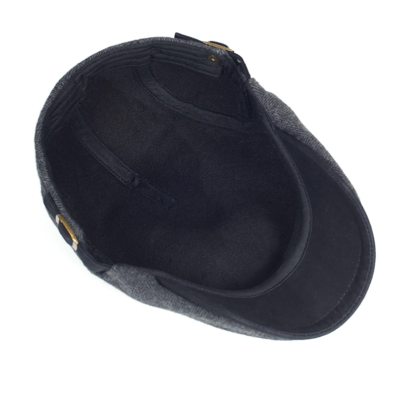 Gorra outdoor de lana gruesa Gatsby vintage a rayas espiga - imagen 4