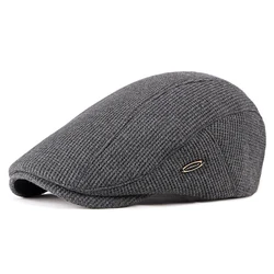Boina de lana táctica retro color sólido cálida para invierno
