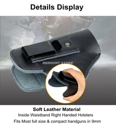 Funda táctica IWB cuero Glock 17/19 Sig P365 Beretta M9