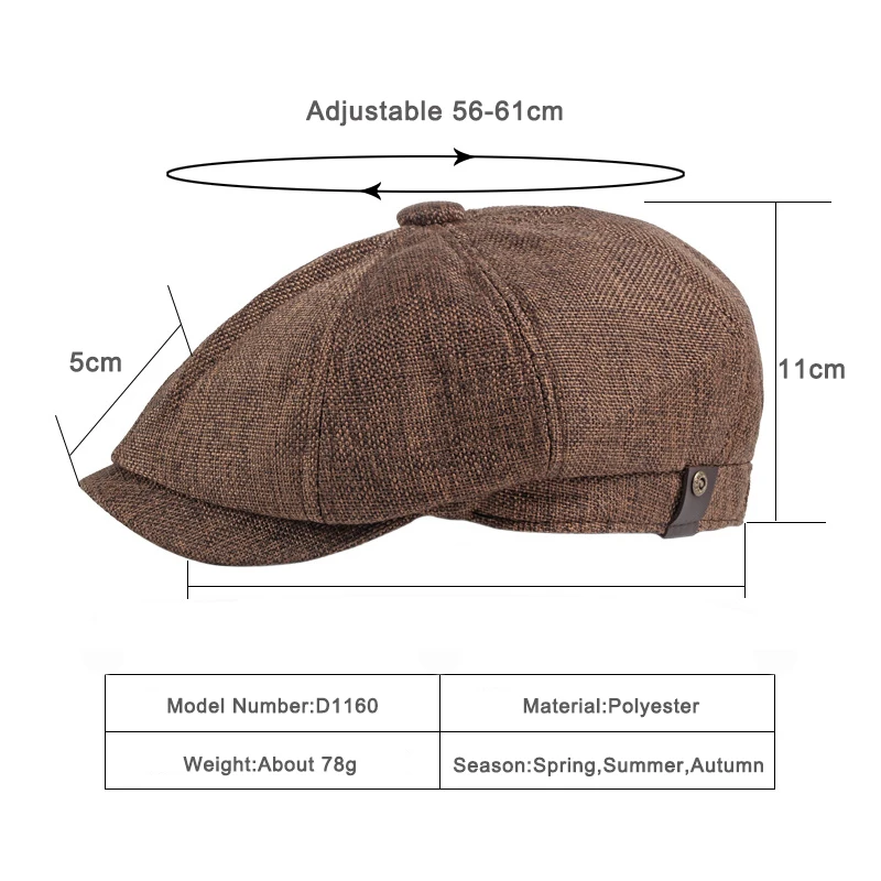 Gorra Newsboy octogonal de espiga transpirable para hombre - imagen 5
