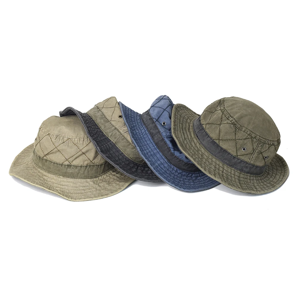 Gorro de pesca algodón lavado con ala ancha, protección solar - imagen 3