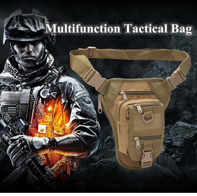 Riñonera táctica montada en muslo (vista frontal)