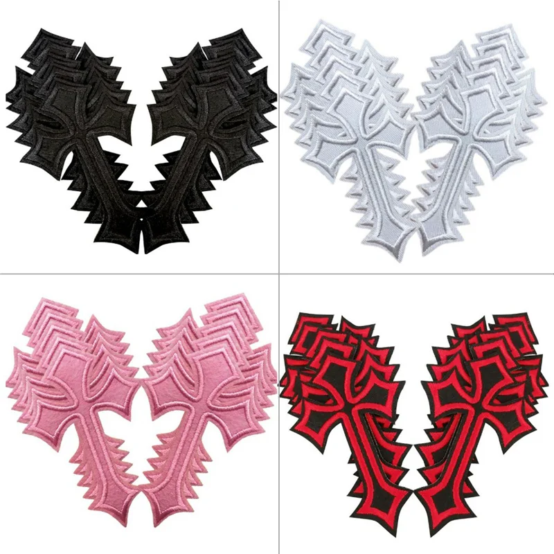 Parches bordados cruzados con diseño de cruz negra