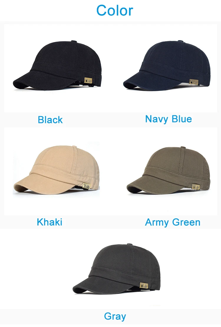 Vista de la gorra estilo vintage con ala corta