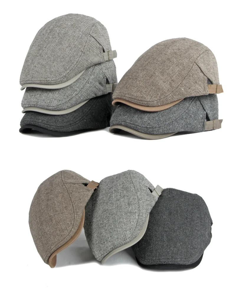 Gorra tipo newsboy y gatsby en espiga