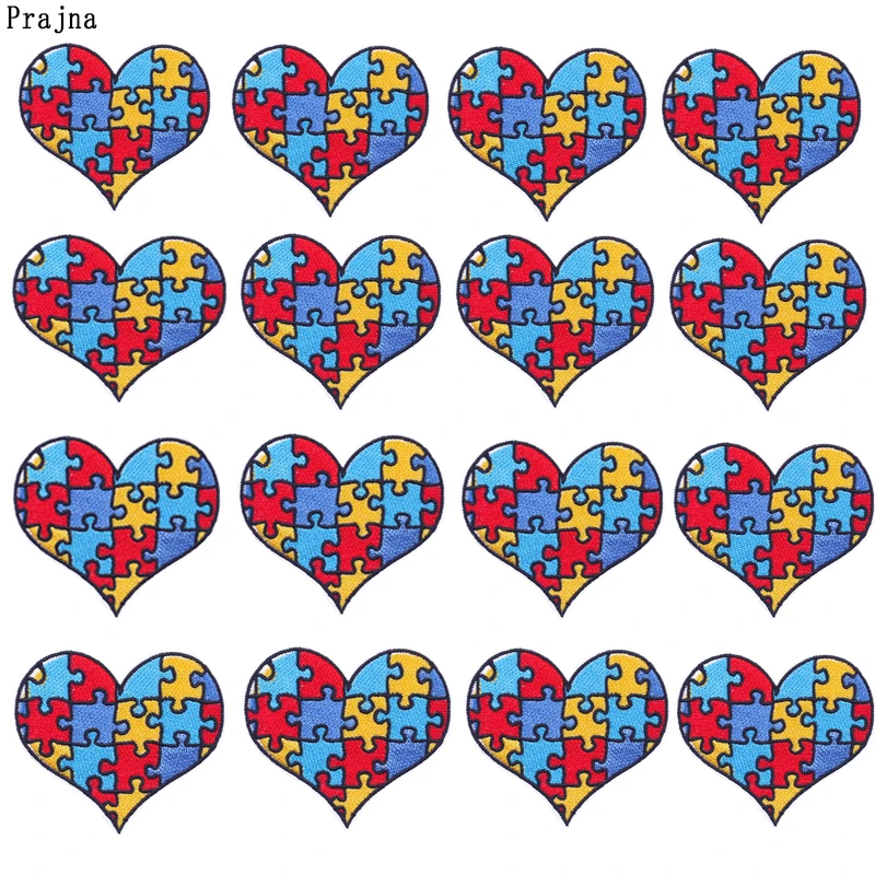 Parche bordado amor rompecabezas colorido para coser o planchar